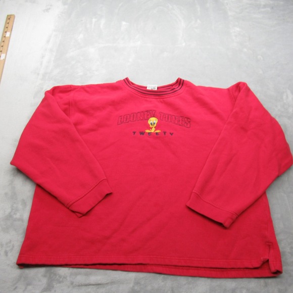 Looney Tunes‎ Tweety Bird Sweatshirt Womens XL Red Graphic Crew Neck VTG 2001 - Picture 2 of 10